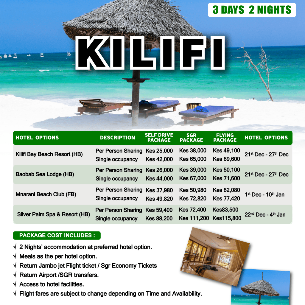 3 days Kilifi Malindi Festive packages from Nairobi