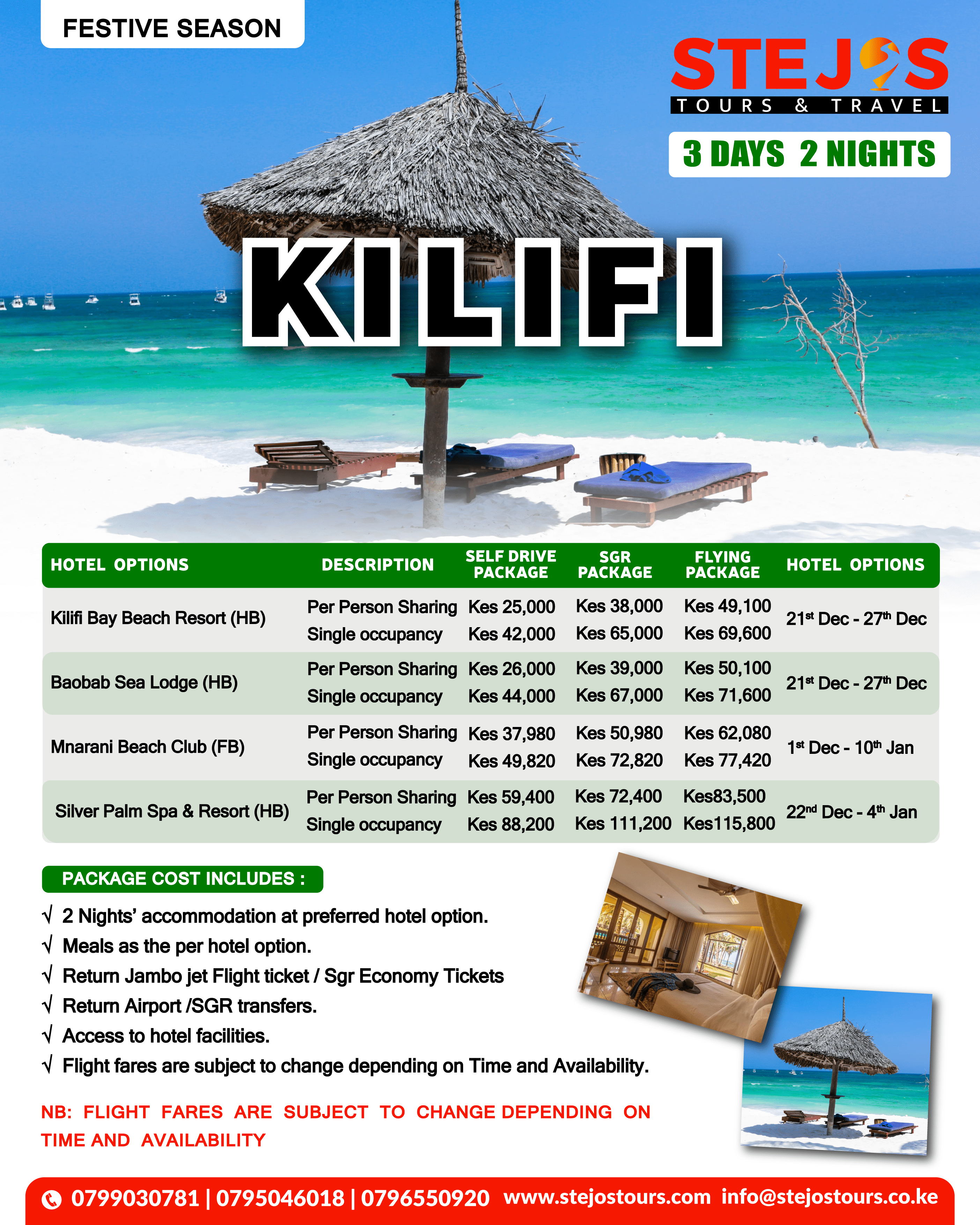 3 days Kilifi Malindi Festive packages from Nairobi